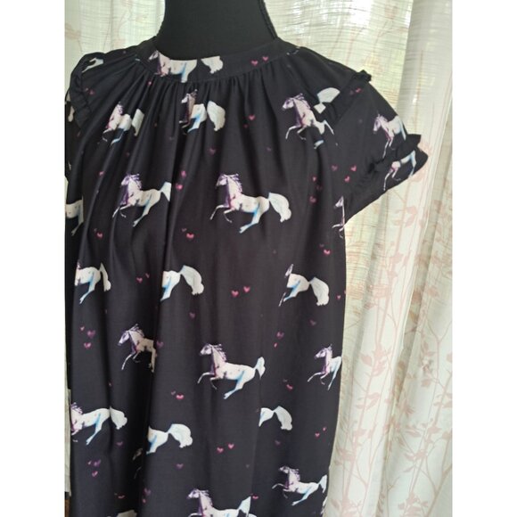 Whimsical Minidress with Horse Critter Print and Flounces - Picture 2 of 3